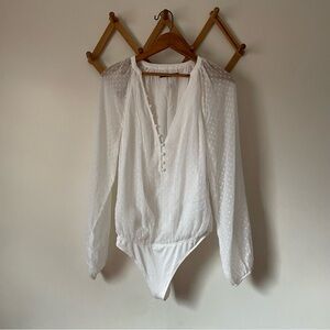Abercrombie & Fitch White Dotted Sheer Bodysuit